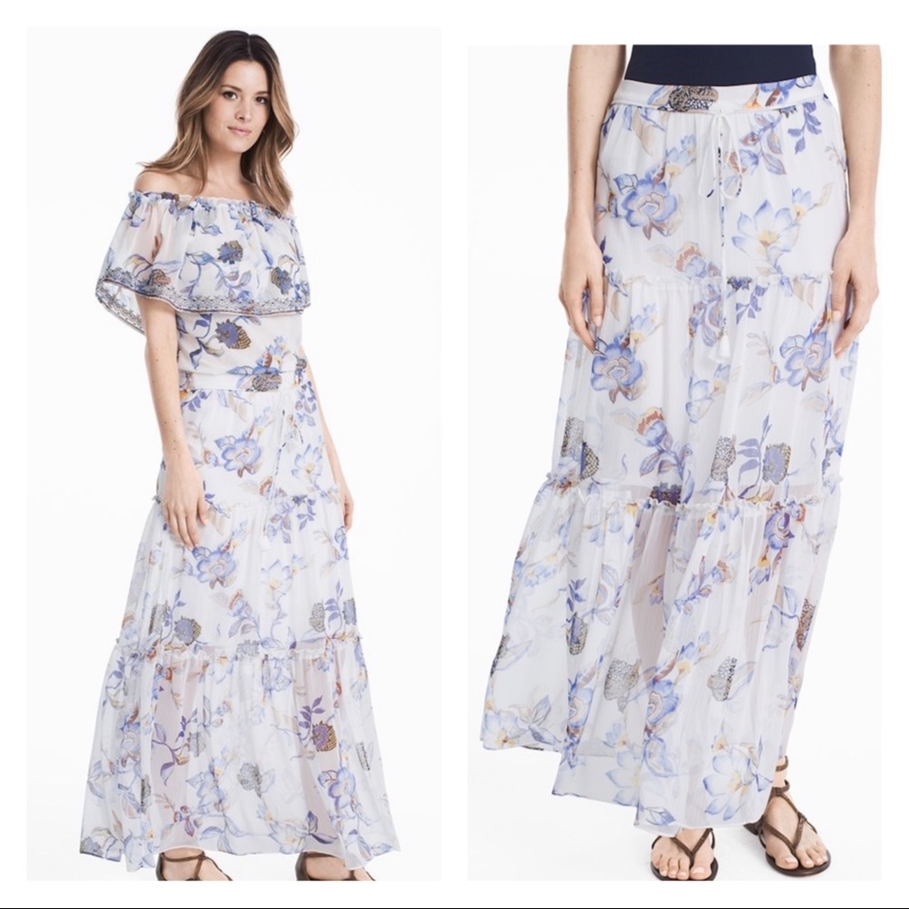 WHBM Pheasant Floral Maxi Skirt NWT Size Large